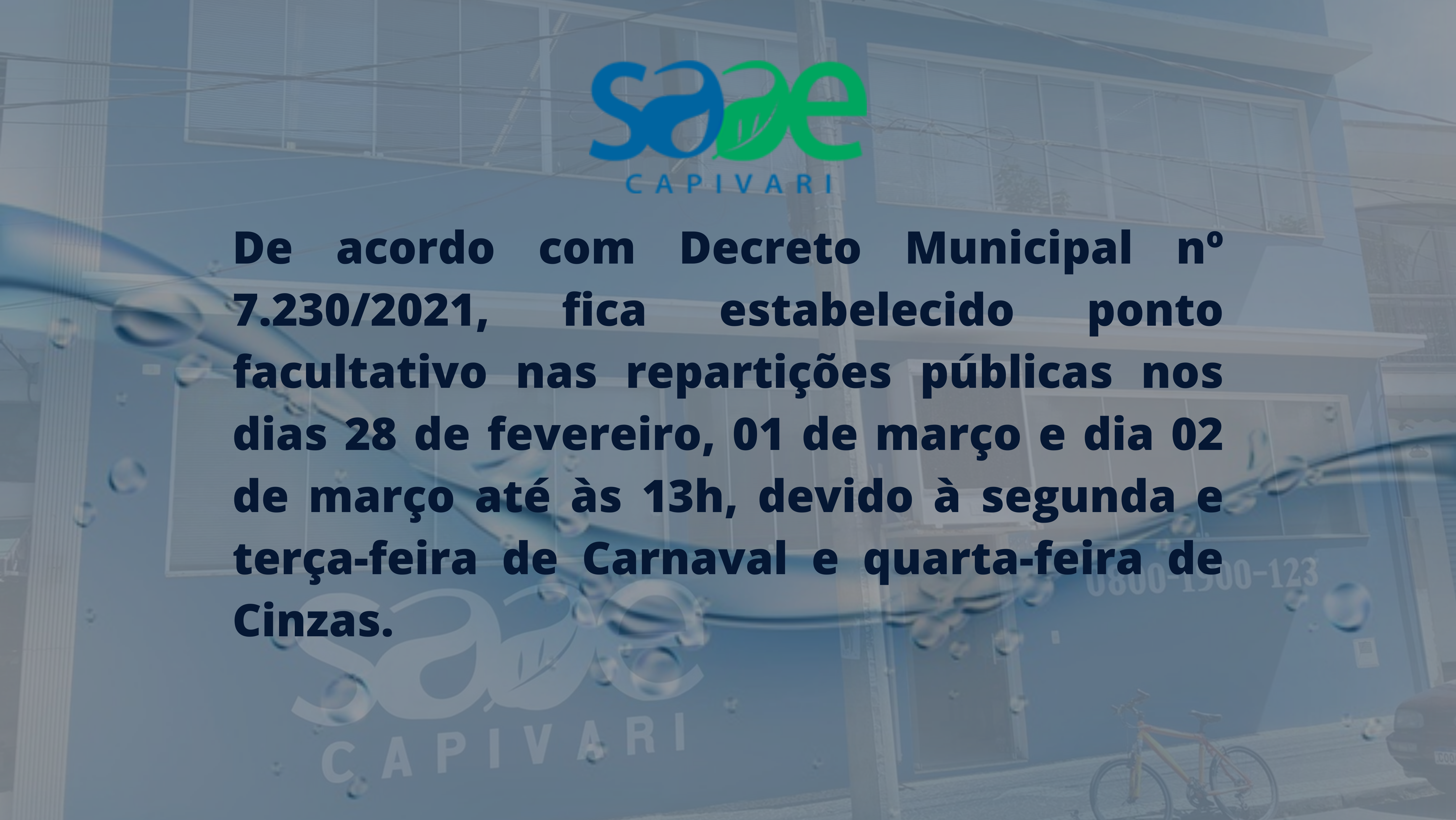 Read more about the article SAAE Informa Ponto Facultativo